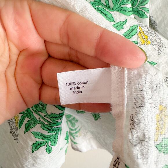 Lane Bryant White + Green Floral Print Square Neck Swing Peasant Blouse - 26/28 - Picture 5 of 10